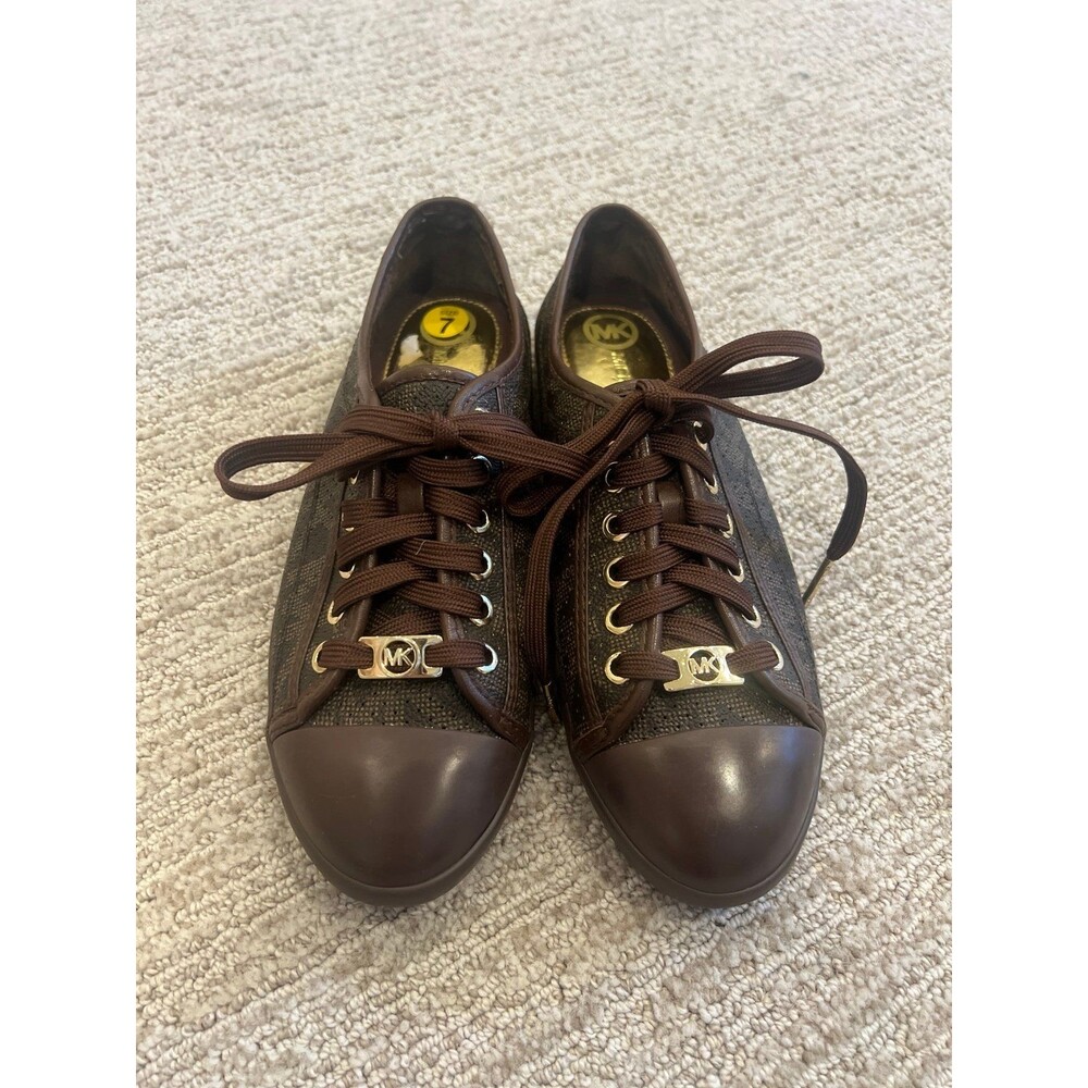 Michael Kors Kristy Brown MK Logo Monogram Sneakers Women’s Size 7 Authentic